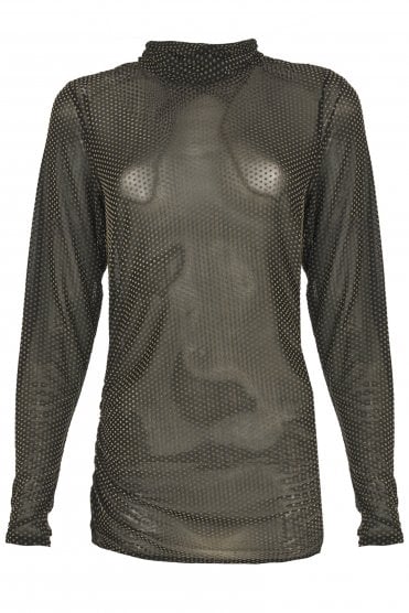 Max Mesh Ruched Dot Top Minky