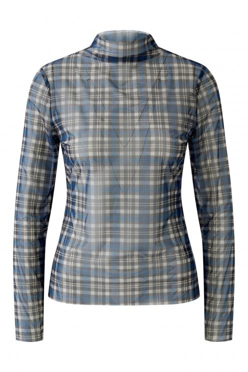 Mesh Long Sleeve Top Dark Blue/camel