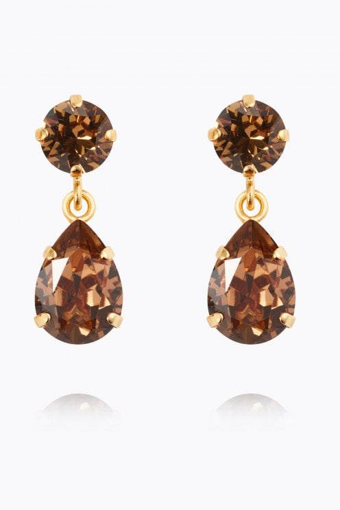 Mini Drop Earrings Gold/smoke Topaz