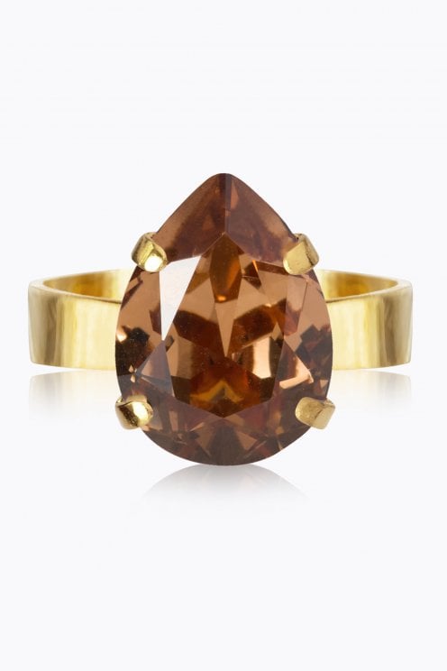 Mini Drop Ring Gold/smoke Topaz