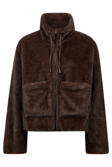 Minky Faux Fur Jacket Coffee Bean
