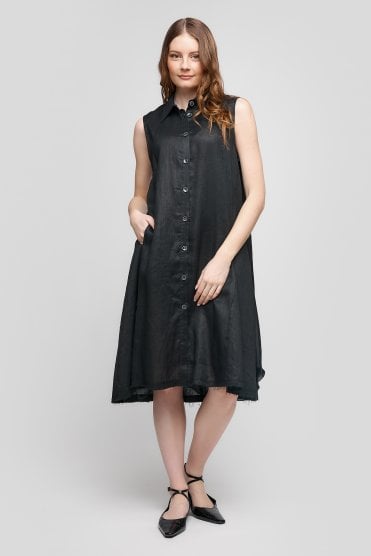 Mixed Fabric Dress Black