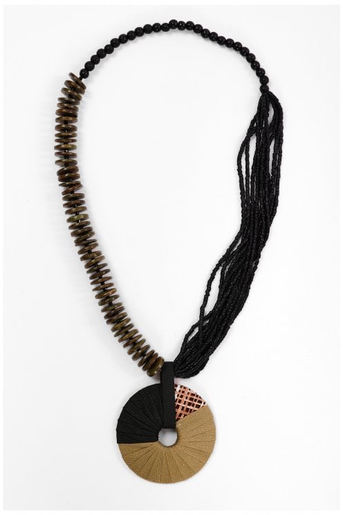 Necklace With Bead & Loop String Black/avocado
