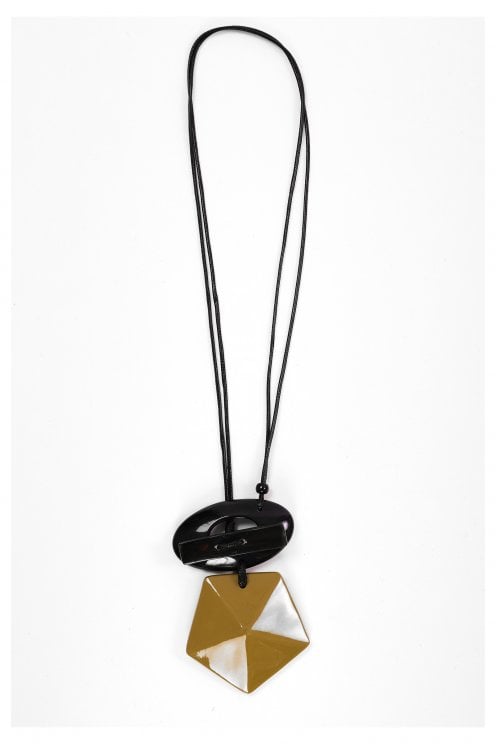 Necklace With Circle & Bar Trim Black/avocado