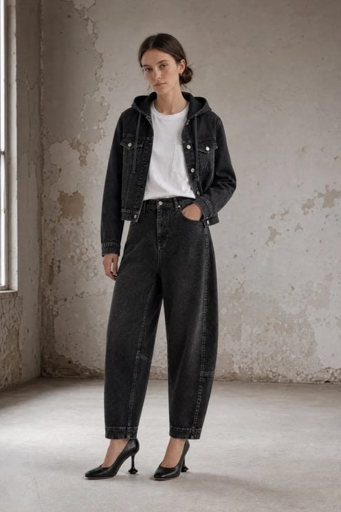 Nevada Ultimate Barrel Leg Jean Faded Black