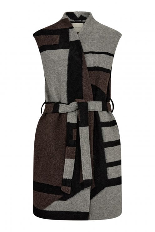 Noelle Waistcoat Light Grey Mel/black