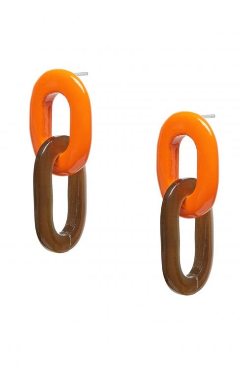 Oval Link Earring Orange/brown
