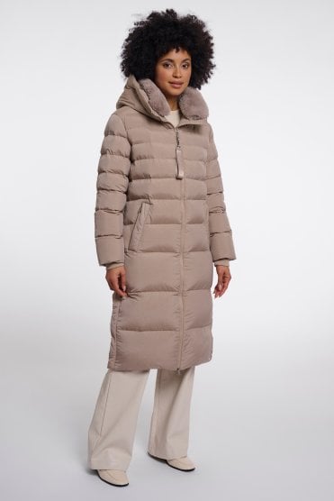 Padded Coat With Detachable Collar Mocha Latte