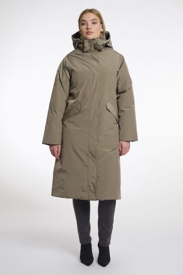 Padded Coat With Detachable Hood Pebble