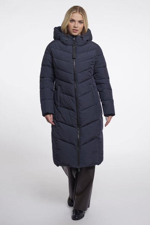 Padded Coat With Hood Dark Navy