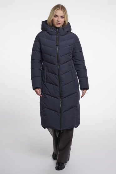 Padded Coat With Hood Dark Navy