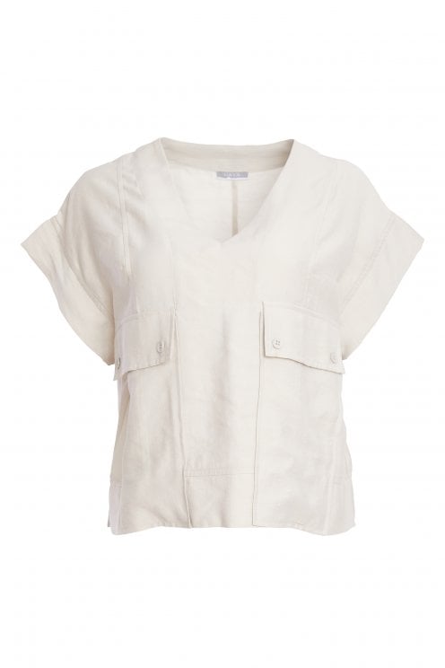Patch Pocket V-neck Top Ash