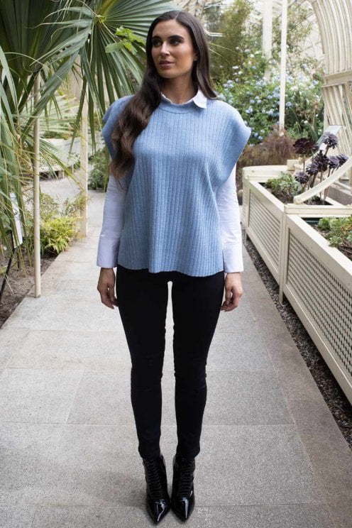 Pearl Slipover Knit Baby Blue