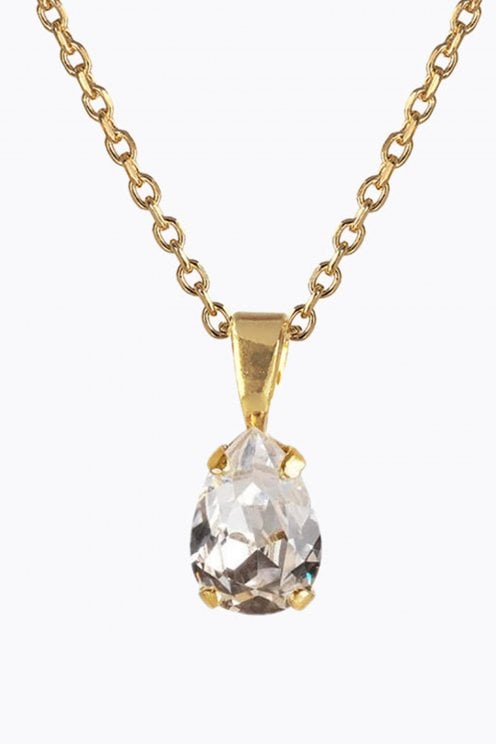 Petite Drop Necklace Gold/crystal