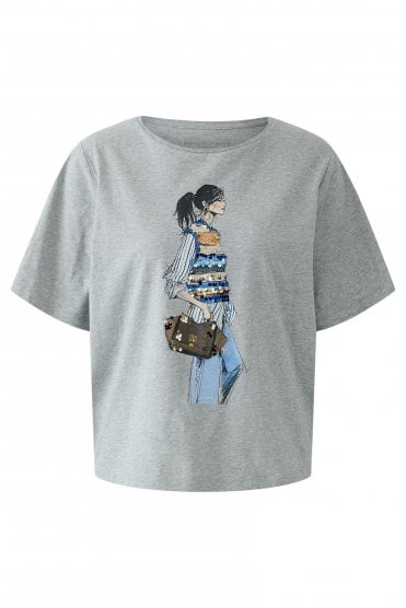 Placement Print T-shirt River Stone
