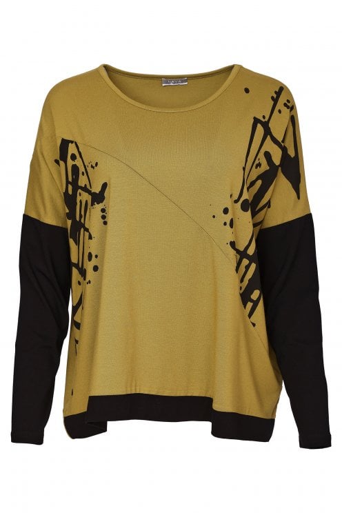 Placement Print Top Avocado/black