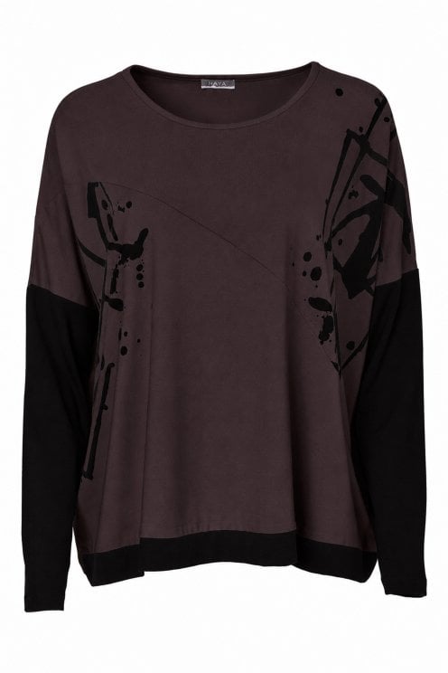 Placement Print Top Choko/black