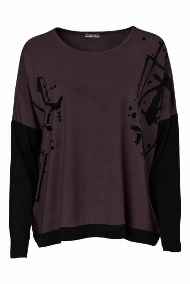 Placement Print Top Choko/black
