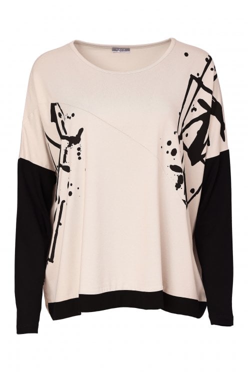 Placement Print Top Sand/black
