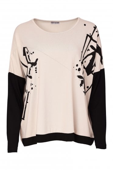 Placement Print Top Sand/black