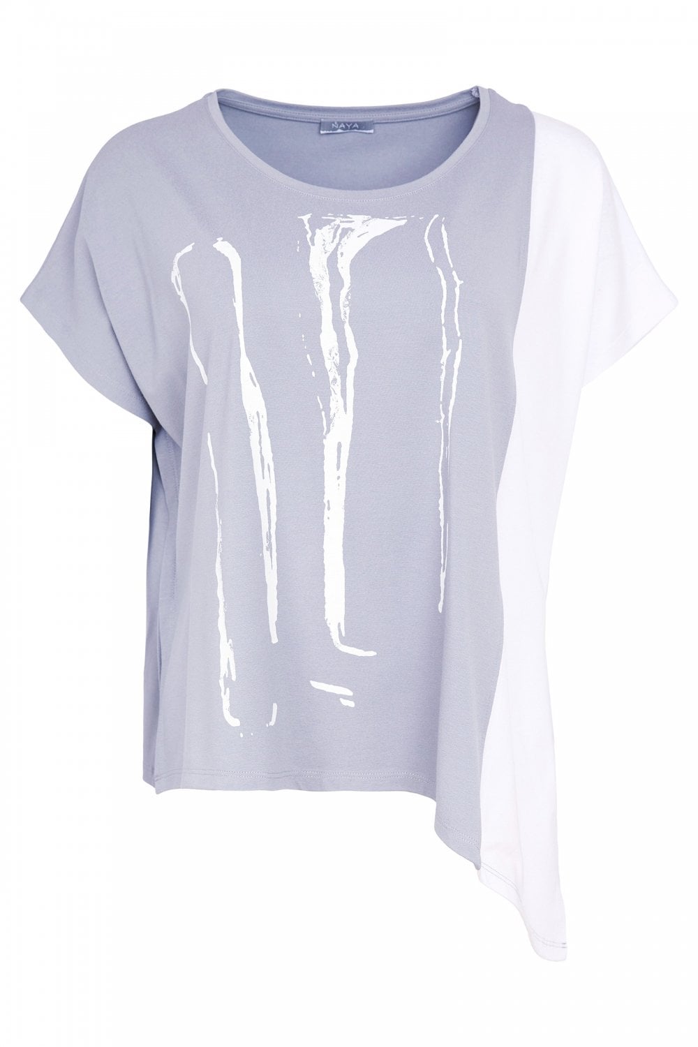 NAYA Placement Print Top With Angle Hem Dove/white - Clothing from ...