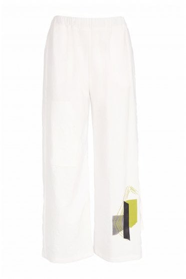 Placement Print Wide Leg Trouser White/carbon