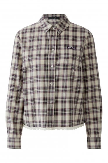 Plaid Blouse Lt Camel/lilac