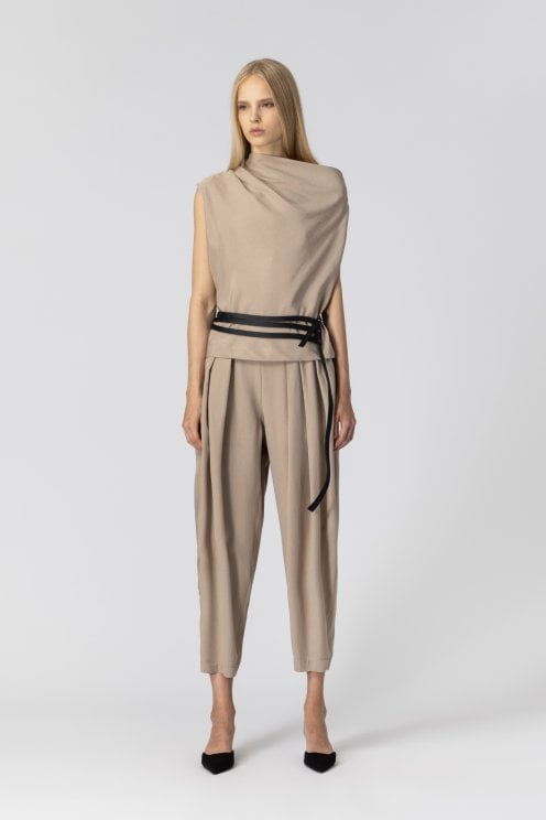 Pleated Pants Stone