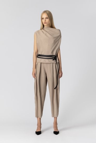 Pleated Pants Stone