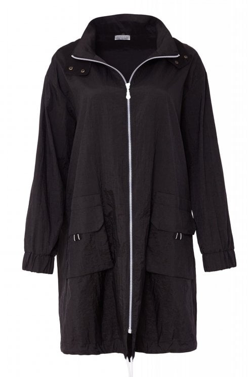 Print Coat With Hood Black/White