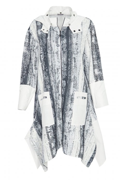 Print Jacket With Contrast Pocket White/black