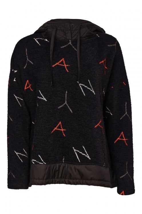 Print Jacquard Top Black/tigerlily
