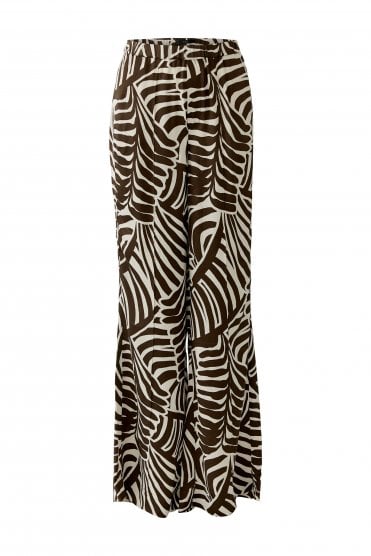 Print Pants Dark Brown/off White