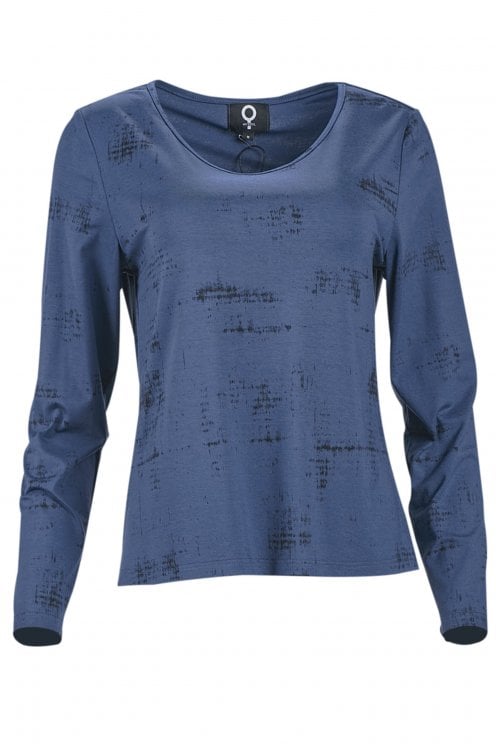 Print Round Neck Top Blue