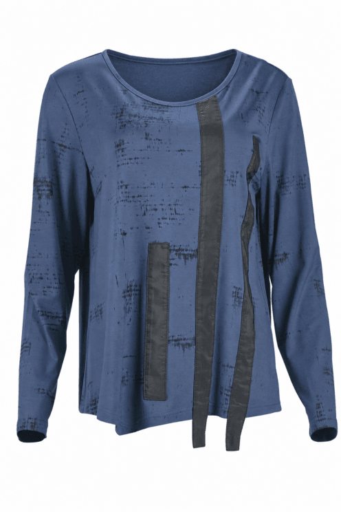 Print Round Neck Top Blue