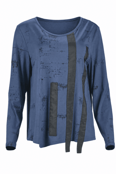 Print Round Neck Top Blue