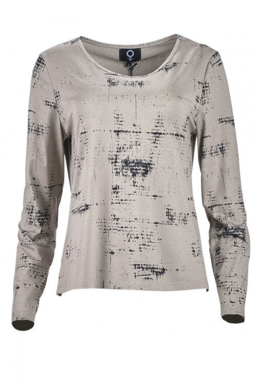 Print Round Neck Top Sand