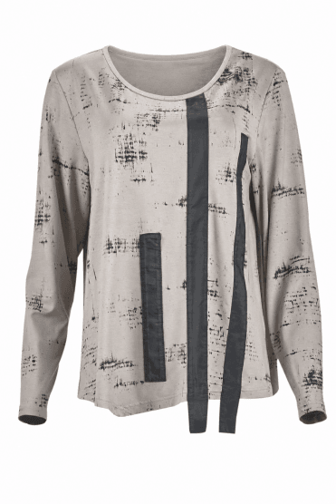Print Round Neck Top Sand