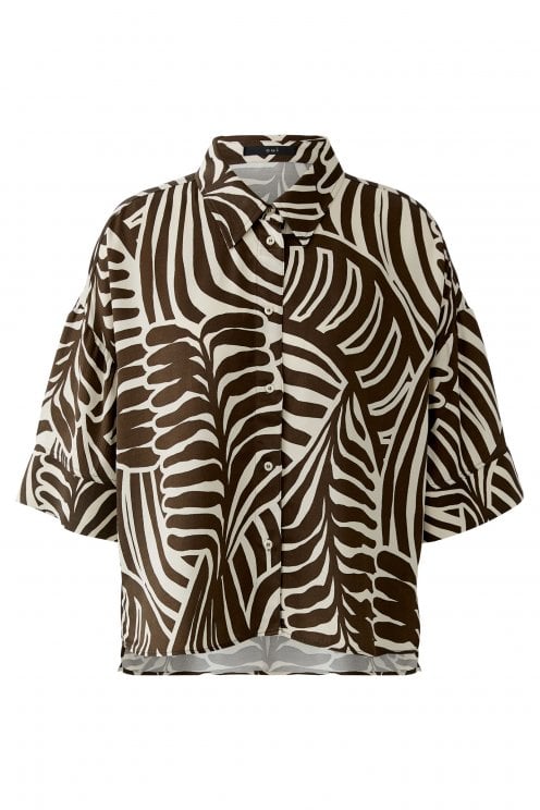 Print Shirt Dark Brown/off White