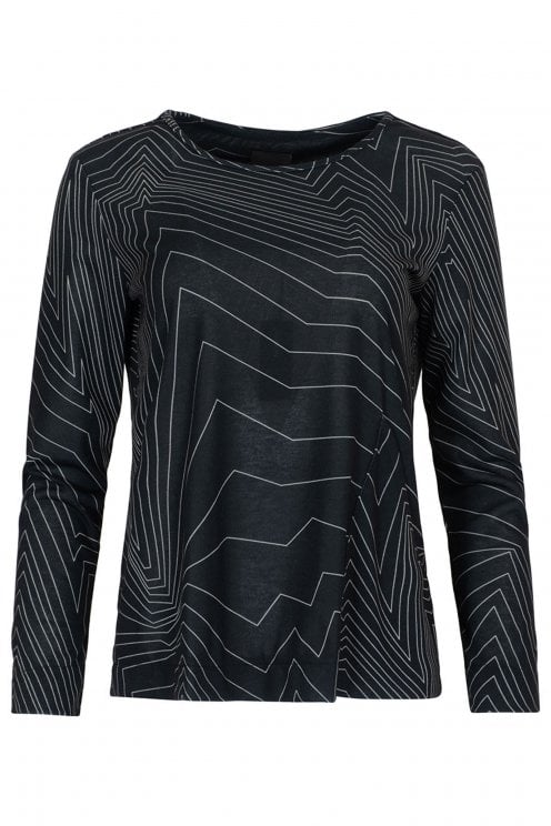 Print Top With Pocket Detail Black/vanilla