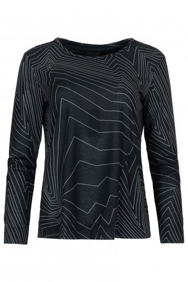 Print Top With Pocket Detail Black/vanilla