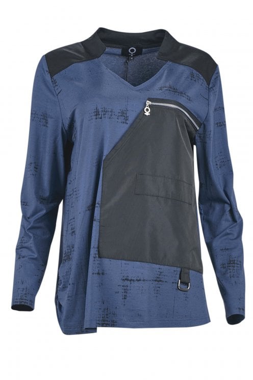 Print V-neck Top Blue