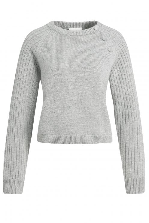 Pullover With Rib Sleeve Med Grey Mel