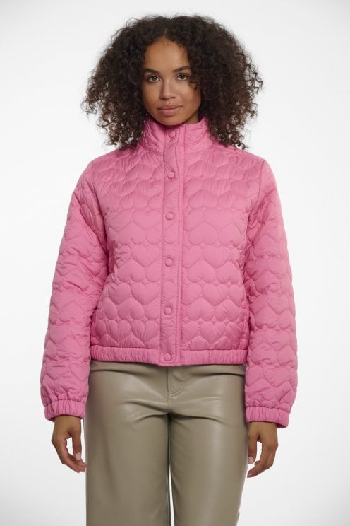 Quilted Bomber Jacket Bright Pink