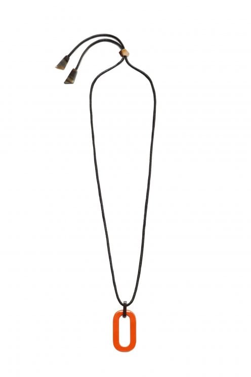 Rectangle Horn Pendant Brown Nat/orange