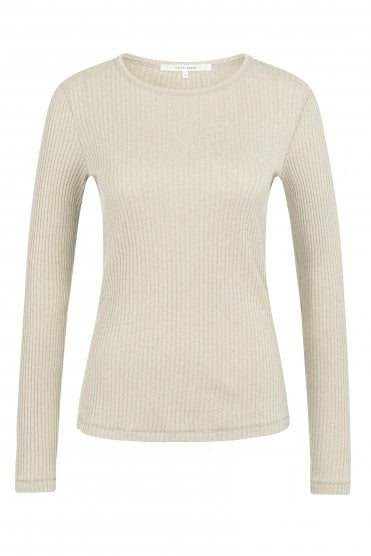 Ribbed Long Sleeve Top Oxford Tan Brown