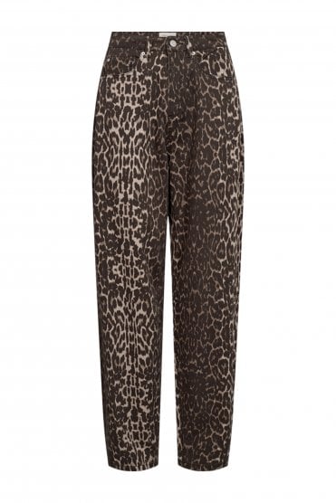 Rinna Printed Barrell Leg Jean Oyster Grey