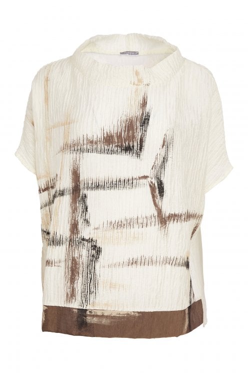 Clothes Ripple NAYA Ripple Print Top Cream/taupe - Clothing from Berlin Clothing Ltd UK