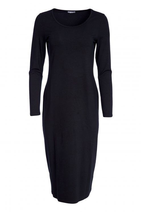 Round Neck Jersey Dress Black
