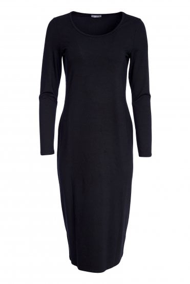 Round Neck Jersey Dress Black